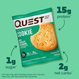 Quest Nutrition, White Chocolate Macadamia Flavored Protein Cookie, Soft & Chewy, 15g Protein, 1g Sugar, 2g Net Carbs, Keto Friendly, 12 Count