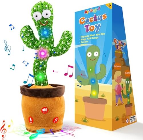 Ayeboovi Dancing Talking Cactus Baby Toy, Mimicking Recording Cactus Toy Repeats What You Say, Singing 120 Songs Toddler Toys Gifts for Birthday Pranks for Kids Autism Toys for 3 4 5 6+ Year Olds