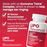 Lipo Flavonoid Plus, Tinnitus Relief For Ringing Ears, OTC Flavonoid Ear Health Vitamins, Bioflavonoids & Vitamin C, 100 Caplets, packaging may vary