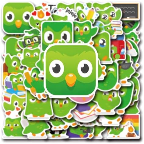 112PCS Duolingo Owl Stickers for Water Bottles Lnteresting Cartoon Language Practice Stickers Waterproof Vinyl Decal Laptop Scrapbook Suitcase Skateboard Guitar Children and Teenagers Party Gifts