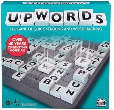 Upwords, The Game of Quick Stacking & Word Hacking with Stackable Letter Tiles, 2022 Edition | Word Games | Board Games for Kids 8-12 | Family Games for Ages 8+