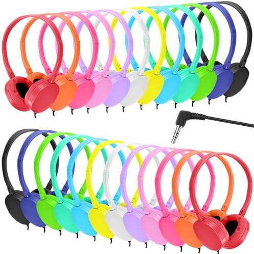 24 Pack Bulk Headphones Classroom for School Kids Students Teen Boys Girls Children Baby Toddler and Adult (Multi Colored)