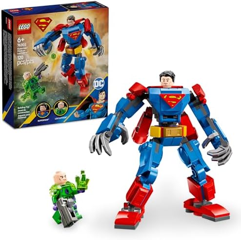 LEGO DC Superman Mech vs. Lex Luthor Building Toy - Superman Toy for Kids, Boys and Girls, Ages 6+ - Buildable Action Figure - Superhero Gift for Birthday - 76302