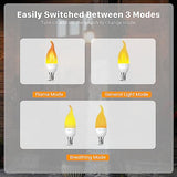 Hompavo 【Upgraded LED Flame Light Bulbs, 3 Modes Flickering Light Bulbs, E12 Chandelier Base Candle Fire Light Bulb for Halloween Christmas Party Porch Indoor & Outdoor Home Decoration - 8 Pack