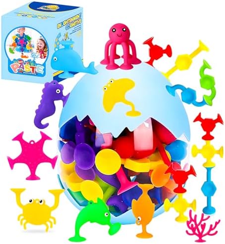Bath Toys - 27 PCS Suction Cup Toys Bathtub Toys Shower Toys for Kids Ages 4-8,Sensory Toys for 3 4 5 6 7 Year Old Boys Girls,Mold Free Bath Toys Travel Toys Window Toys Silicone Sucker Toys
