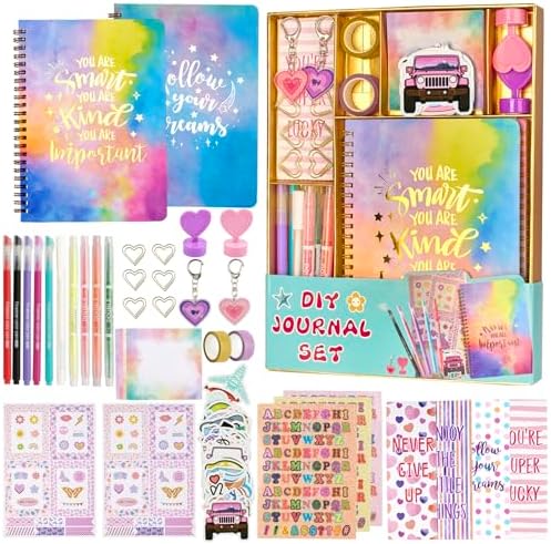 DIY Journal Kit for Girls Ages 8-12, Stationary & Diary Supplies,Toys Gifts for 8 9 10 11 12 13 14 Year Old Girl, Scrapbook Art Crafts Kit Teen Girl Birthday Gift Idea