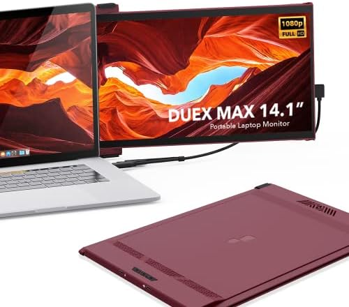 Mobile Pixels Duex Max 14.1" FHD 1080P IPS Portable Monitor, USB A/USB C Plug and Play, Windows/Mac/Android/Switch Compatible (Rio Rouge) (Renewed)
