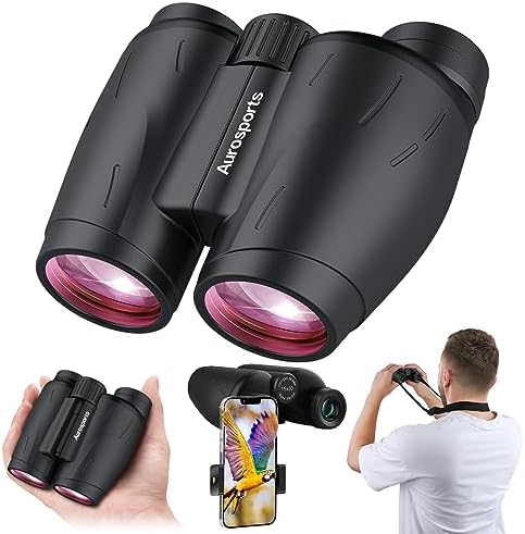 15x30 Compact Binoculars for Adults and Kids with Upgraded Phone Adapter, Super Bright High Power Binoculars with Clear Low Light Vision, Lightweight Binoculars for Bird Watching Travel Sightseeing