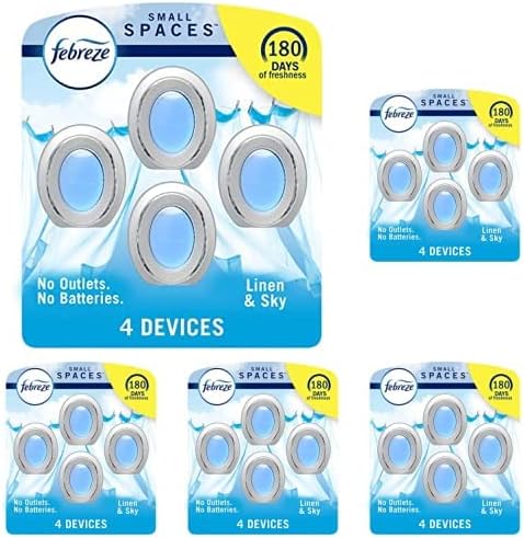 Febreze Small Spaces, Plug in Air Freshener Alternative for Home, Linen & Sky, Odor Eliminator for Strong Odor (4 Count) (Pack of 5)