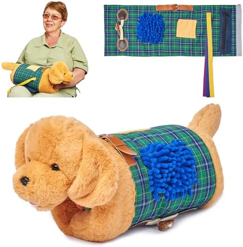 Fidget Muff and Blanket for Elderly | Fidget Blanket for Dementia | Dementia Products for Elderly | Gift and Activities for Seniors with Alzheimer’s or Dementia | Sensory Fidget Toys (Beige)