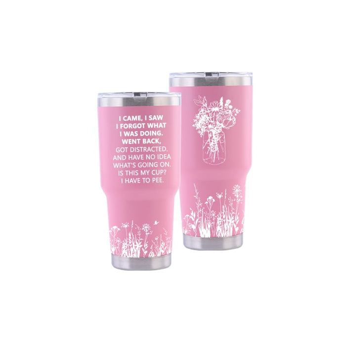 Eisfiel I Came I Saw I Forgot Tumbler, Funny Senior Citizens, 30oz Stainless Steel Tumblers Bulk, Funny Sarcasti Gifts for Elderly Grandma Grandpa Wife Husband for Retirement Birthday Gift Pink