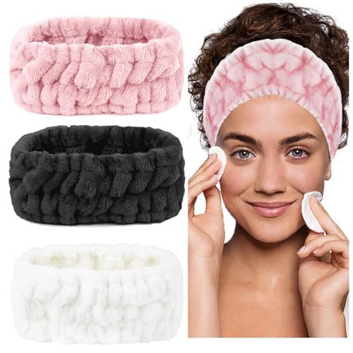 LAPOHI 3 Pack Microfiber Modern Headbands for Washing Face, Facial Headbands Makeup Headband Spa Headband Skincare Headband Towel Headband for Women and Girls