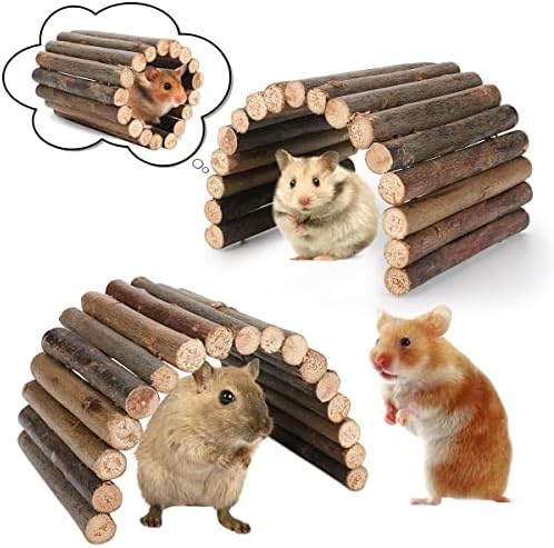 Hamster Toys Guinea Pig Toys Hamster Wheel Hamster Cage Accessories Small Animal Molar Chew Toys for Chinchillas,Gerbils,Mice,Rats,Mouse,Rabbit,Bunny Hideout Seesaw (Bendable Hideout(2 Packs))