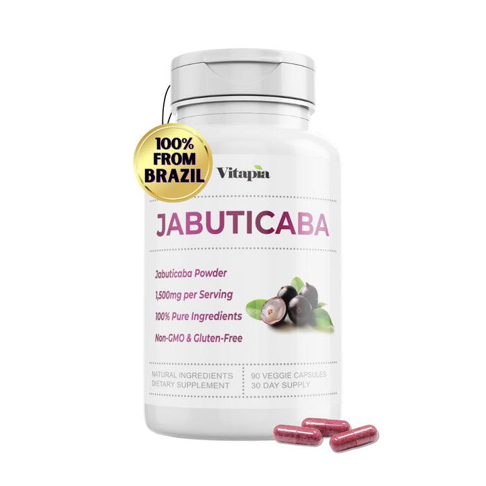 Vitapia Jabuticaba Fruit Powder Supplement for Antioxidant, Better Lung Health, Digestion, Immune Support - 1500mg Per Serving - 90 Vegan Capsules, Non-GMO, Gluten-Free