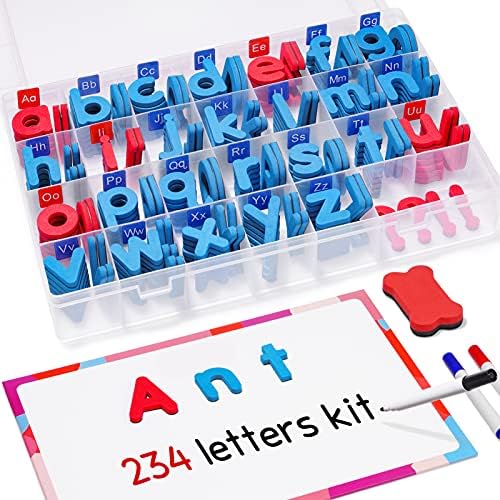 Classroom Magnetic Letters Kit 234 Pcs with Double-Side Magnet Board - Foam Alphabet Letters for Kids Spelling and Learning