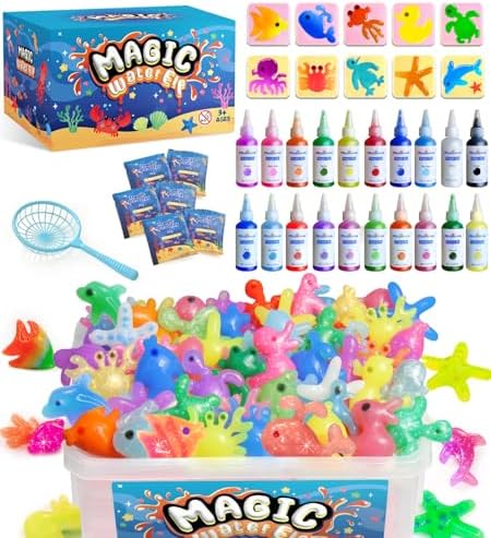 Magic Water Elf Toy Kit - Aqua Elves Gel Kit - 20 Color Magic Fairy Gel 10 Molds Squishy Maker - Christmas Party Favor Birthday Aqua Art DIY STEM Gift for Kids