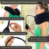 Cervical Neck Traction Device & Posture Corrector for Women and Men, FSA HSA Eligible Inflatable Neck Stretcher Brace for Decompression, Adjustable Upper Back Brace & Elastic Support (Carbon Black)