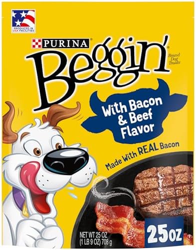 Purina Beggin' Strips with Real Meat Dog Treats with Bacon and Beef Flavors 25 Ounce Pouch (Pack of 1)
