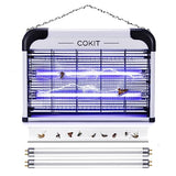 COKIT Indoor Electric Bug Zapper Powerful 20W Fly Insect Killer for Home Restaurants Kitchen Garden Including 2 Pack Replacement Bulbs, Half Pack Grid (with Bug Collection Tray)