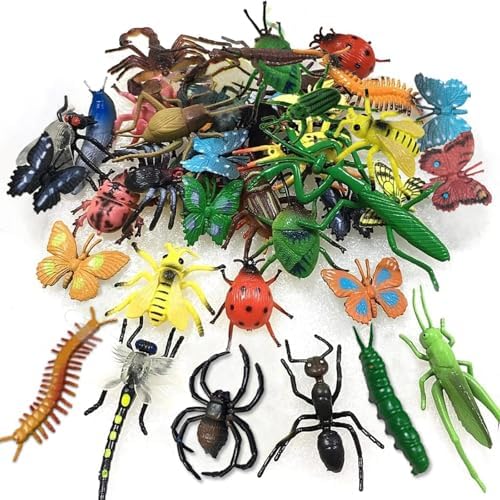30 Pack Bug Toys Fake Plastic Bugs and Insects for Kids Toddler Halloween Birthday Party Favors Easter Valentines Basket Stuffers Goodie Bag Fillers April Fool's Day Prank Gifts Fake Bugs Toys