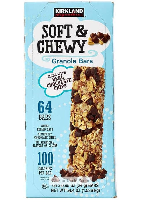 Kirkland Signature Soft & Chewy Chocolate Chip Granola Bars, 64 ct shipped in Icemans Thunder Packaging
