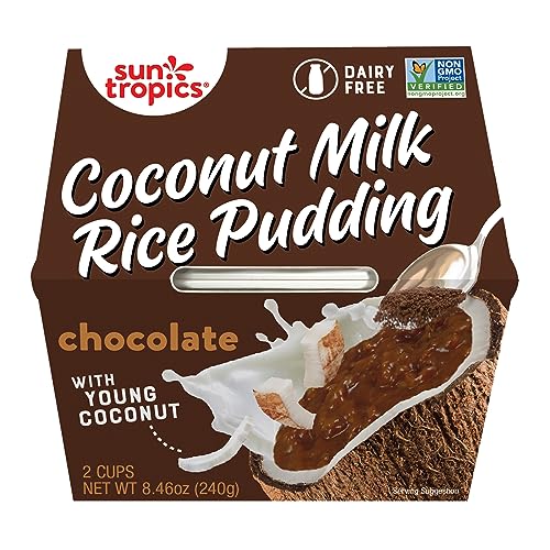 Sun Tropics Coconut Milk Rice Pudding Snack, Chocolate | Vegan Pudding, Dairy Free Pudding Snacks | Gluten Free, Low Sugar, Non-GMO | Ready-to-Eat Pudding Cups 8.46 Oz (Pack of 6)