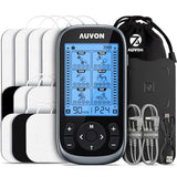 AUVON 3-in-1 TENS Unit Muscle Stimulator, EMS Massage Machine with 40 Intensities for Gradual Shoulder, Sciatica, Back Pain Relief, 24 Modes Rechargeable Electronic Pulse Massager with 10 TENS Pads