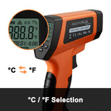 Dual Laser Infrared Thermometer Temperature Gun, -58℉~1382℉ | Digital Laser Thermometer Gun for Cooking, Pizza Oven Grill & Engine with Holster | IR Gun with Backlit & Max-Min Measure & Data Storage