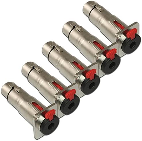 5 Pack: 1/4 TRS to XLR Female Pass Through D Panel Mount Jack