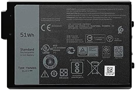 7WNW1 51Wh 6-cell Laptop Battery Compatible with Dell Latitude 5424 5420 Rugged Extreme P85G P86G P137G P137G001 P137G002 P85G001 P86G001 Series DMF8C GK3D3 6NNCF DP3KF DMF0C 07WNW1 451-BCHV 11.4V