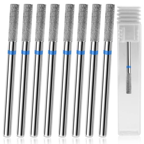 8Pcs Cuticle Clean Drill Bit Set, Diamond Columnar Cuticle Clean Nail Drill Bit Professional Cuticle Clean Nail Drill Bit Sets Remove Cuticle Dead Skin for Home DIY Nail Manicure Salon Supplies
