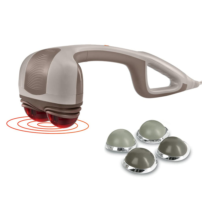 Homedics Percussion Action Massager with Heat | Adjustable Intensity, Dual Pivoting Heads | 2 Sets Interchangeable Nodes, Heated Muscle Kneading for Back, Shoulders, Feet, Legs, & Neck