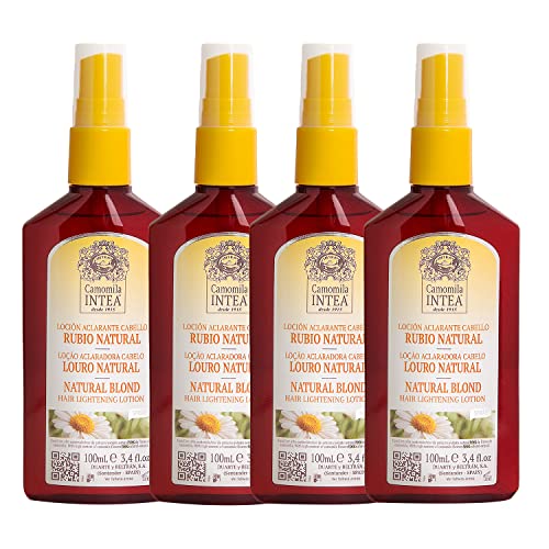 Camomila Intea Natural Blonde – Hair Lightener Spray with Chamomile Extract – Go blonder with this Gentle Color Hair Spray – No Ammonia or Parabens – Up to 4 Lighter Tones – 3.4oz (4 Pack)