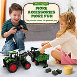 Uarzt Remote Control Tractor Toy, Kids RC Tractor Set & Truck and Trailer Front Loader - Metal Car Head/8 Wheel/Light, Toddlers Farm Vehicle Toys for 3 4 5 6 7 8 9 Year Old Boys Girls Birthday Gift