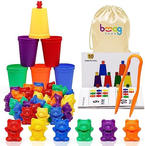 Bmag Counting Bears with Matching Sorting Cups, Preschool Learning Toys Color Recognition and Math Learning Games, STEM Educational Toy Gift for Kids Age 3 4 5 Year Old Boys Girls