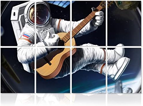 BUBOS 8 Pack Art Acoustic Panels Soundproof Wall Panels,48X32Inches Sound Absorbing Panels,Decorative Acoustical Wall Panels, Acoustic Treatment for Recording Studio,Adhesive Included,Space Guitar