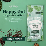 Four Sigmatic Happy Gut Organic Ground Coffee | Medium Roast Fair Trade Gourmet Coffee with Chaga & Turkey Tail | Immune Boosting, Probiotic Mushroom Coffee for Gut Health & Immune Support | 12oz Bag