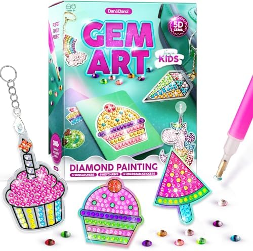 Dan&Darci Diamond Art Kit for Kids - Gem Painting Arts & Crafts Kits for Ages 6-12, Gifts for 6, 7, 8, 9, 10, 11, 12 Year Old Boy & Girl - Girls Birthday Toys Gift Ideas - Craft Activities Age 6+