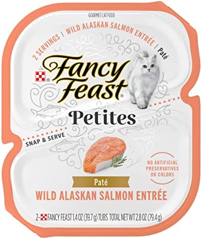 Purina Fancy Feast Gourmet Pate Wet Cat Food, Petites Wild Alaskan Salmon Entree - (Pack of 12) 2.8 oz. Tubs