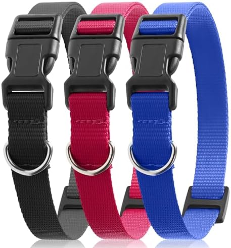 PetJoy Shock Collar Replacement Collar Strap, Bark Collar Replacement Strap 3-Packs, 3/4 Inch Dog Collar with Quick Release Buckle, Length 8-27 Inches and D-Ring