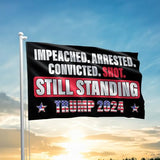 Patriogee Trump 2024 Flag 3x5 Double Sided Impeached Arrested Convicted Shot Still Standing Trump 2024 Flag, Outdoor US Flag Banner Decoration, Trump Support Flag, Trump 2024 Still Standing Trump Flag