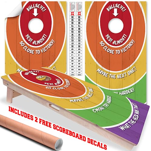 Cornhole Wraps for Boards Vinyl Decals (Set of 2) Rainbow Challenge Circles - Fall Festival Carnival Game Bean Bag Toss Cornhole Wraps Stickers Cornhole Skins (Boards Not Included)