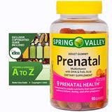 Spring Valley Prenatal Multivitamin Gummies, 90 Ct Bundle with Exclusive Vitamins & Minerals - A to Z - Better Idea Guide (2 Items)