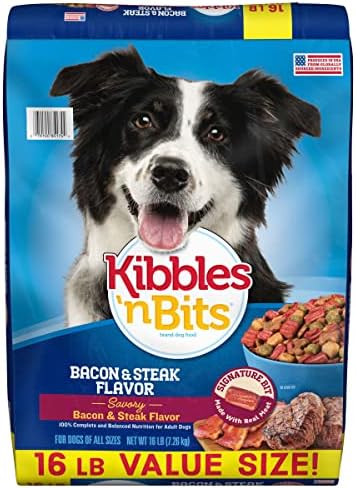 Kibbles N Bits Bacon & Steak Flavor Dry Dog Food, 16 lb Bag