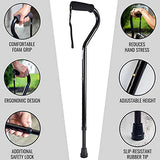 DMI Walking Cane and Walking Stick for Adult Men and Women, FSA Eligible, Lightweight and Adjustable from 30-39 Inches, Supports up to 250 Pounds with Ergonomic Hand Grip and Wrist Strap, Black