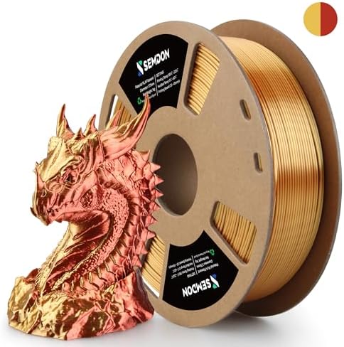 1.75mm PLA Bundle 1kg Silk Multicolor Coextrusion Tricolor Bicolor Dualcolor Spool, 3D Printer Filament Dimensional Accuracy of +/- 0.03mm and Fit Most FDM 3D Printer (Gold-Copper)