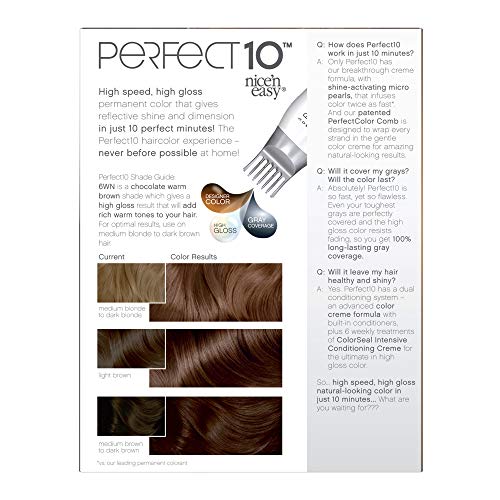 Clairol Nice'n Easy Perfect 10 Permanent Hair Dye, 6WN Light Chocolate Brown Hair Color, Pack of 2