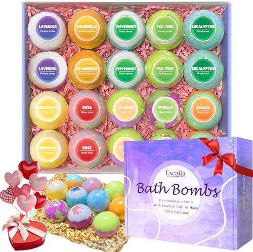 Bath Bombs for Women, 20 Pcs Handmade Bubble Bathbombs Gift Set, Shea & Coco Butter Dry Skin Moisturize, SPA Relaxing Gifts for Women & Men, Her, Girls, Wife, Birthday