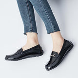 BGSTGUDS Women's Wide Loafers Shoe Cute Dressy Shoes Ladies Comfort Slip Ons Work Shoes, Black Patent Leather, Size 8.5