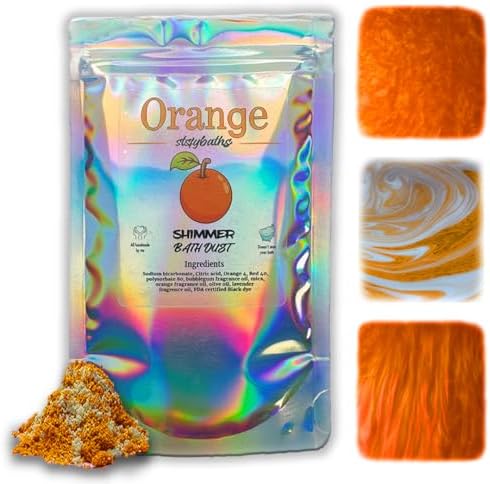 Orange Shimmer Bath Bomb in A Bag - Handmade Scented Bath Bombs for Women,Kids and Men - Bulk Bathbomb Fizzies Perfect for Boys and Girls All Ages (Small, Orange)